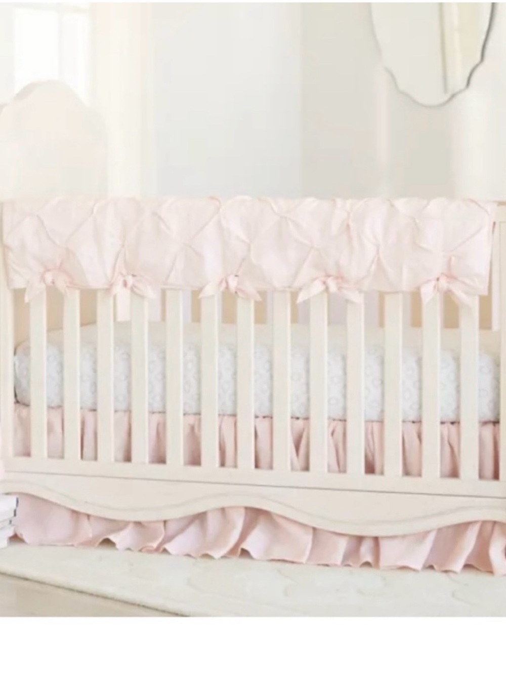 Soft Pink Ruffled Crib Throw - Elegant Nursery Accent